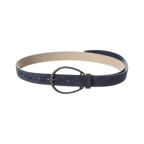Brunello Cucinelli Navy Blue Monili Bead Embellished Suede Loop Belt New Size XS main image 13